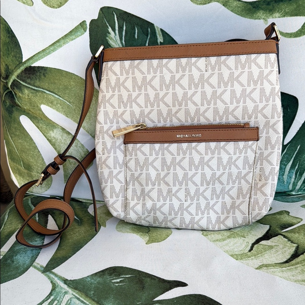 Michael Kors Brown and Cream Crossbody Bag
